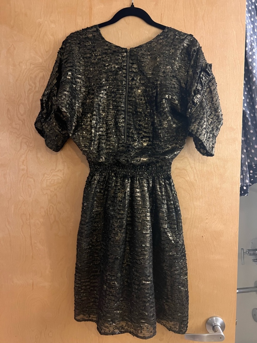 Vintage Mayle Black and Gold Textured Mini Dress sz 6 Excellent Rare Limited - Picture 5 of 9